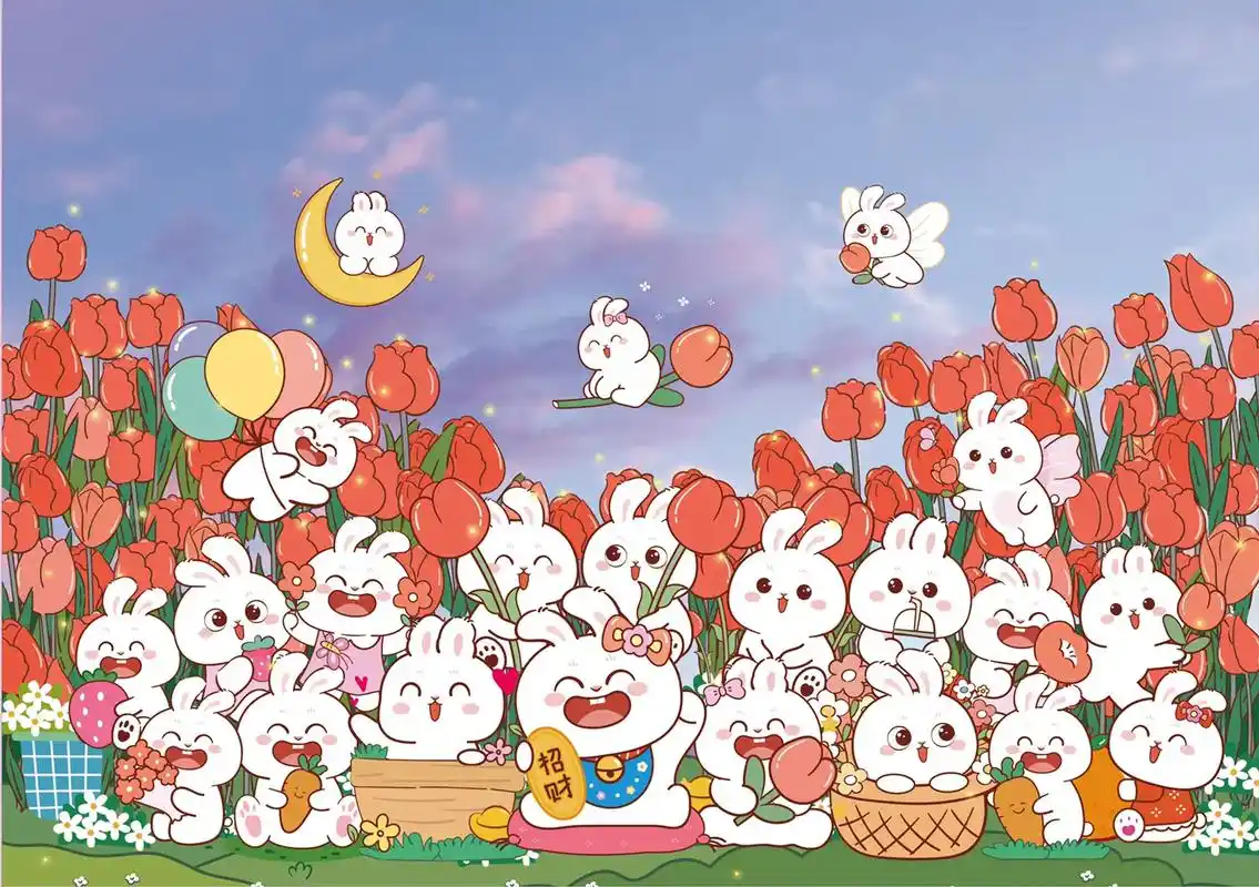 兔子可爱卡通图案#插画 - 抖音