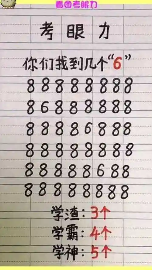 看图考眼力你能找到几个6请3秒内说出答案