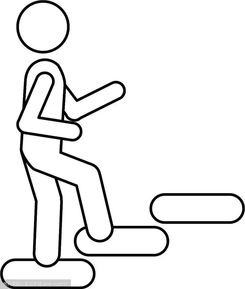 剪影象形爬楼梯图标平坦