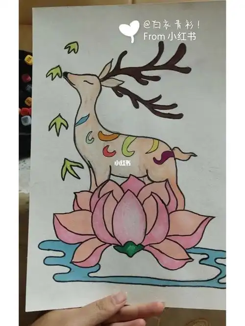 九色鹿#敦煌九色鹿  #儿童画  #敦煌  #马克笔