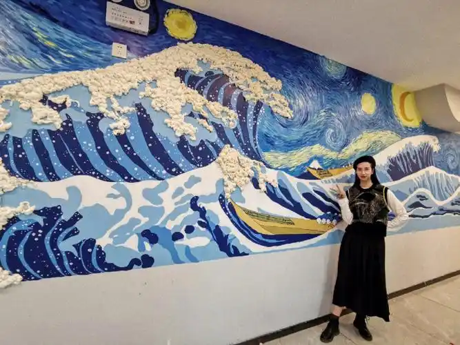巨好看的墙绘梵高浮世绘海浪
