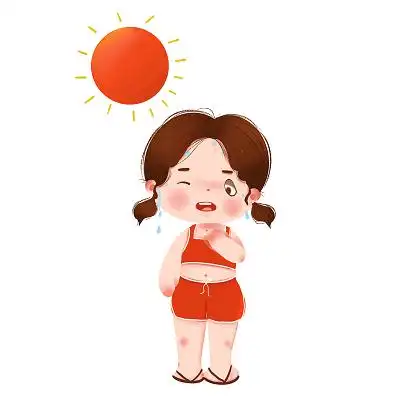 热卡通人物太热了夏天烈日暴晒高温中暑元素png元素