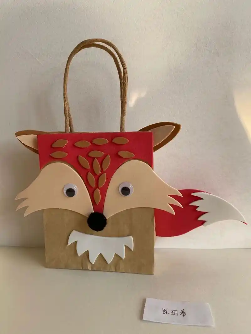 手工制作/卡通动物牛皮纸袋 所有的小动物都可以用牛皮纸袋制作 出图