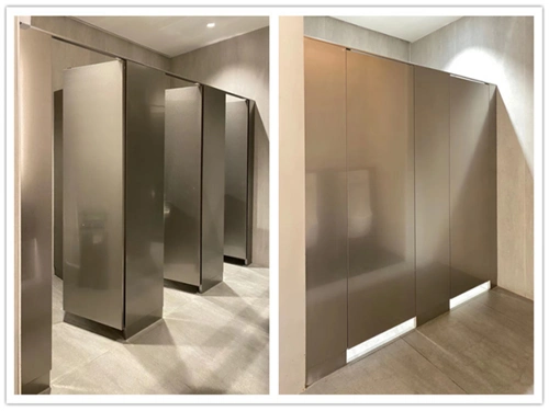 详情说明67不锈钢拉丝右金属卫生间隔断不锈钢小便挡板无缝焊接收口