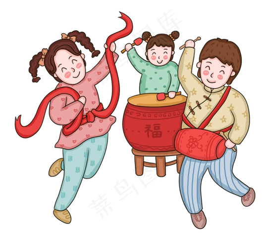 2020年农历新年传统习俗扭秧歌png免抠元素2400x2200dpi300psd模版