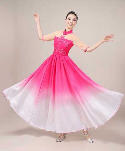 开场舞大摆裙合唱团演出服长裙广场舞成人女扇子舞现代舞蹈服飘逸