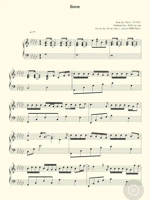 gone和ontheground钢琴谱
