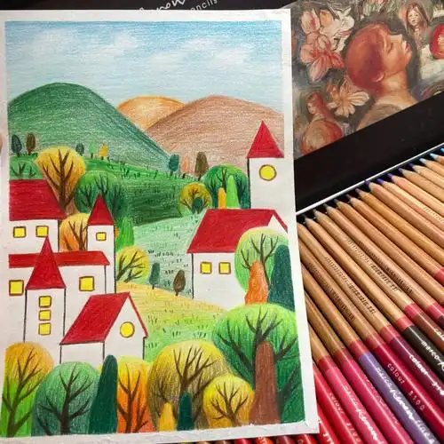 彩铅风景画附过程