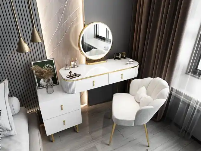 轻奢梳妆台卧室网红ins风化化妆桌子一体现代简约梳妆台