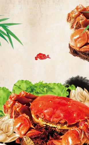 美味大闸蟹海鲜促销海报背景素材