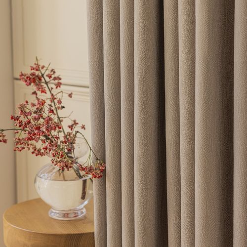 水芙棉 简约轻奢奶茶色遮光客厅卧室飘窗防晒隔音保暖定制窗帘