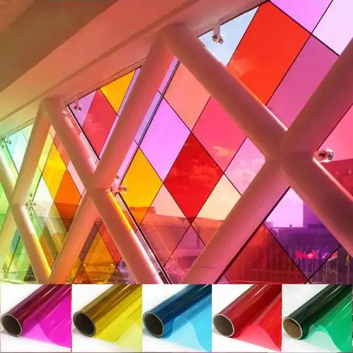 新款贴膜窗户玻璃贴纸隔热防晒遮光玻璃纸透光透明双向膜装饰彩色