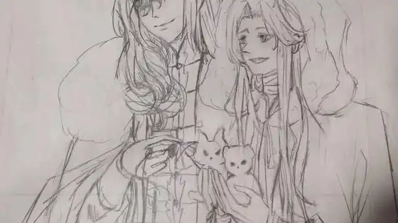 自己画的花花和怜怜