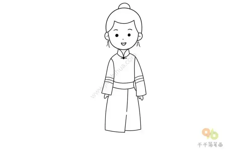 少数民族珞巴族女孩简笔画