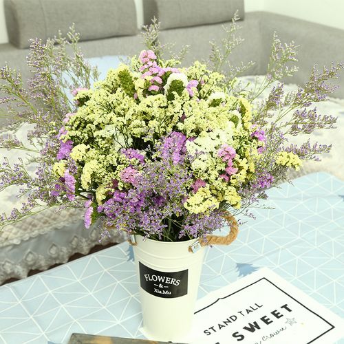 鲜花摆件客厅装饰真花插花满天星花束节日生日搭配 黄粉白勿 情人草