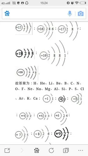 求1~20号化学元素元素符号及示意图