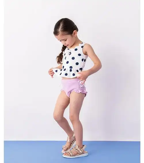 petitmain童装女童分体泳衣2019新品夏季波点图案儿童分体泳衣