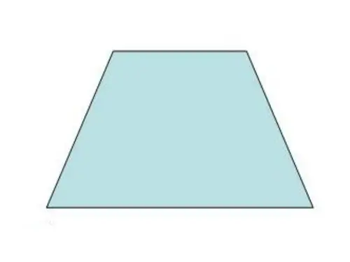 『梯形』梯形有四条边,四个角,上下两条边是平平的,不一样长,左右两条