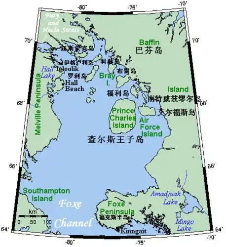 charles,是在加拿大努纳武特地区,在福克斯湾,巴芬岛西南福克斯湾沿海