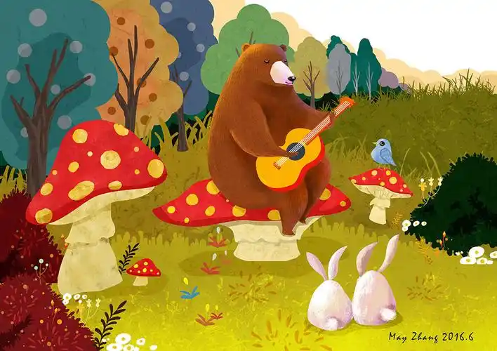 吉他熊|插画|儿童插画|梅羽merryzhang - 原创作品 - 站酷 (zcool)