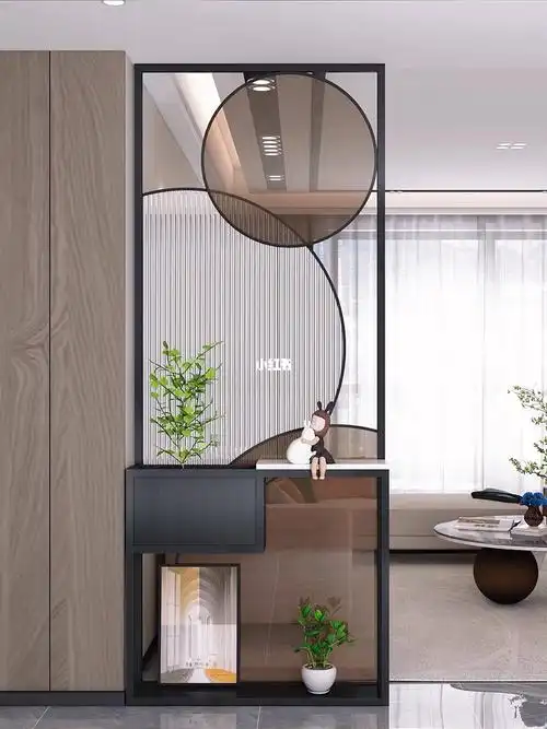 现代轻奢时尚入户客厅玄关隔断装饰设计效果