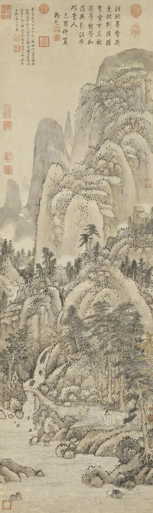 图》元 王蒙《层峦耸翠图》历代名家仿王蒙山水清王翚仿王蒙山水清