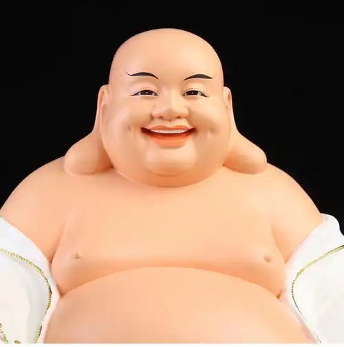 细细木语大肚弥勒佛像白衣黄衣宽体笑佛菩萨树脂神像供奉家用客厅摆件