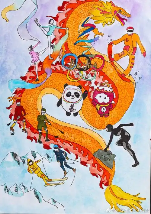 手绘冬奥为健儿加油助威##奥林匹克教育