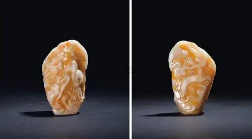 4083 云龙戏珠 寿山银包金田黄石摆件