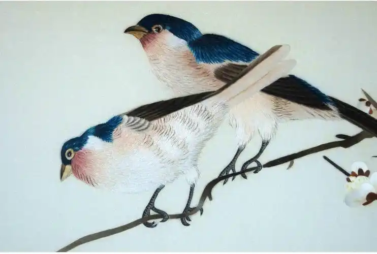 苏绣《啼鸟寒枝》单面绣