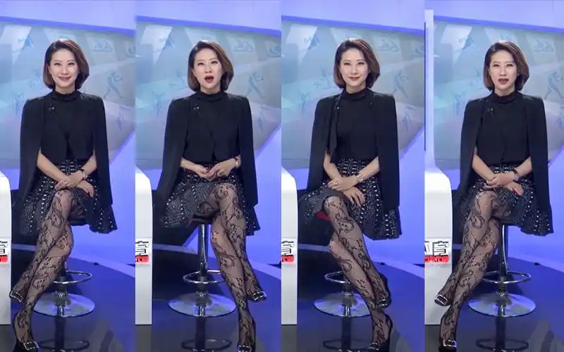 赵天花纹黑丝主持节目,广体最风情的女人,绞出汁,《体育世界》