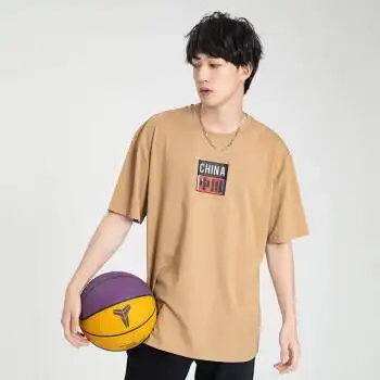 menshark迈鲨克休闲t恤2022夏季宽松体恤情侣款圆领印花潮牌短袖t恤男