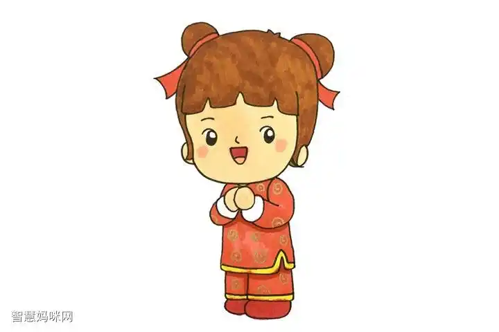 中国拜年娃娃简笔画怎么画
