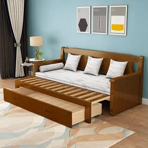 木头沙发床木制沙发床实木沙发床小户型松木双人15米18坐卧两用多功能