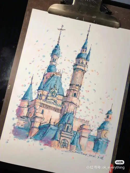 油画棒迪士尼城堡