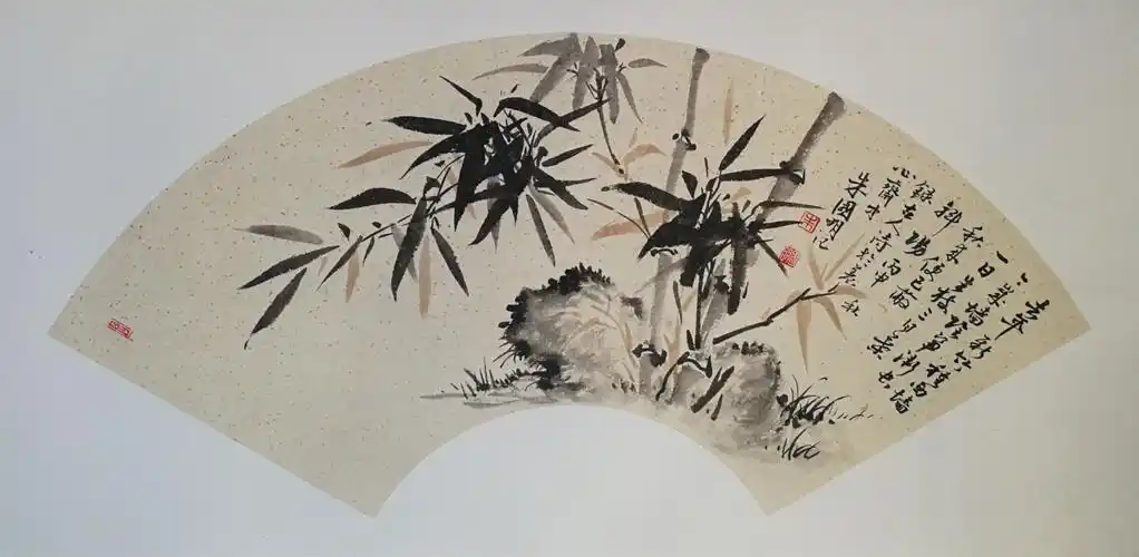 扇面画竹