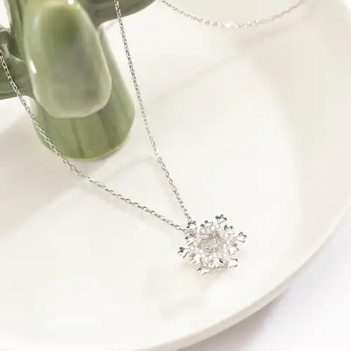 雪花跳动的心项链女心跳锁骨链s925纯银日韩简约大方学生