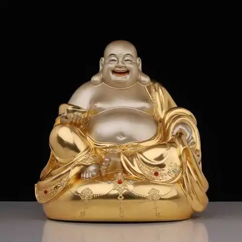 小佛像大全弥勒佛居家供奉大肚佛像笑佛全铜贴金招财摆件可定制