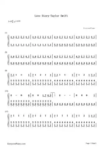 lovestorytaylorswift双手简谱预览1