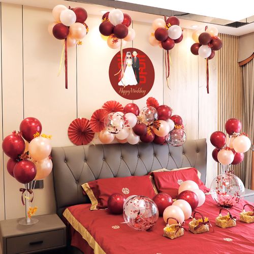婚房布置套装气球中式结婚装饰男女女方卧室气球