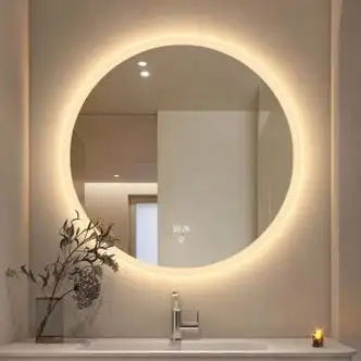 柏俪斯盾智能卫浴镜子圆形无框浴室镜透光化妆镜带灯家用卫生间防雾挂