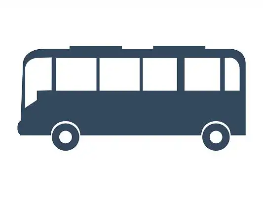 巴士在美国亚利桑那州山谷行驶卡通乘坐校车接送上学大巴车插画素材