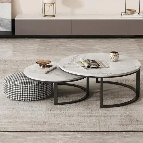 奢华世家轻奢奢风现代简约圆形组合茶几小户户型客厅茶几