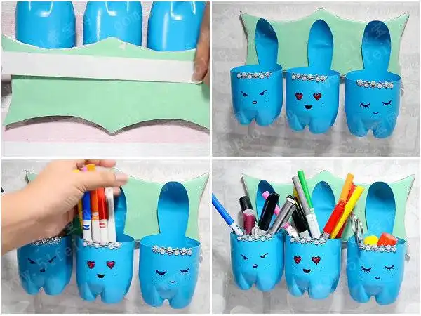 饮料瓶diy壁挂式收纳桶的方法图解 - 废物利用手工diy小制作 - 51费宝