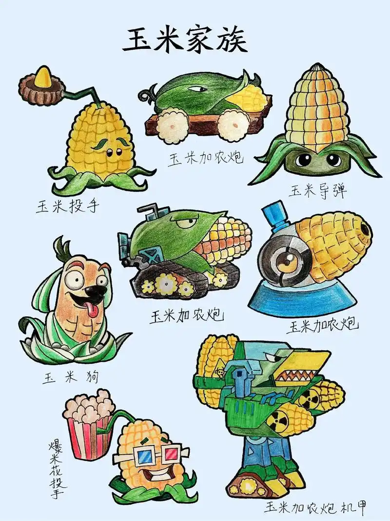 植物大战僵尸绘画 玉米家族.#是时候展现真正的技术了 #绘画 - 抖音
