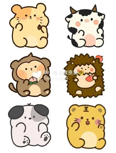 小动物的卡通可爱简笔画大图