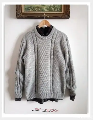 男士棒针绞花套头毛衣-编织人生移动门户