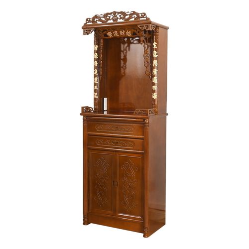 佛像佛龛家用实木三层层带门佛台双位关公财神佛柜