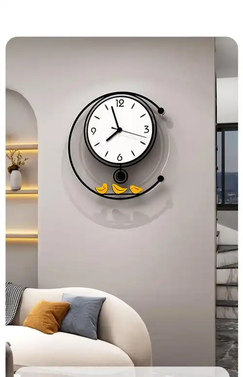 餐厅背景墙装饰时钟轻奢钟表挂钟客厅家用时尚挂墙网红创意现代简约挂