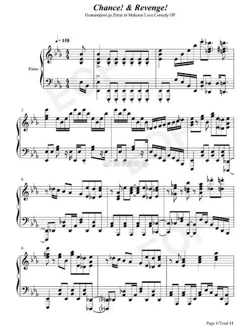 钢琴谱chancerevenge动画青梅竹马绝对不会输的恋爱喜剧op